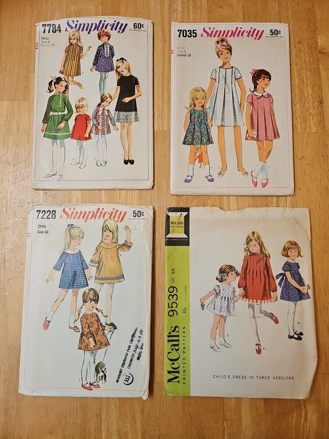 Girls Dress Pattern Simplicity,Mccalls 1950-1960's  Vintage Size 6. Lot Qty 4 C