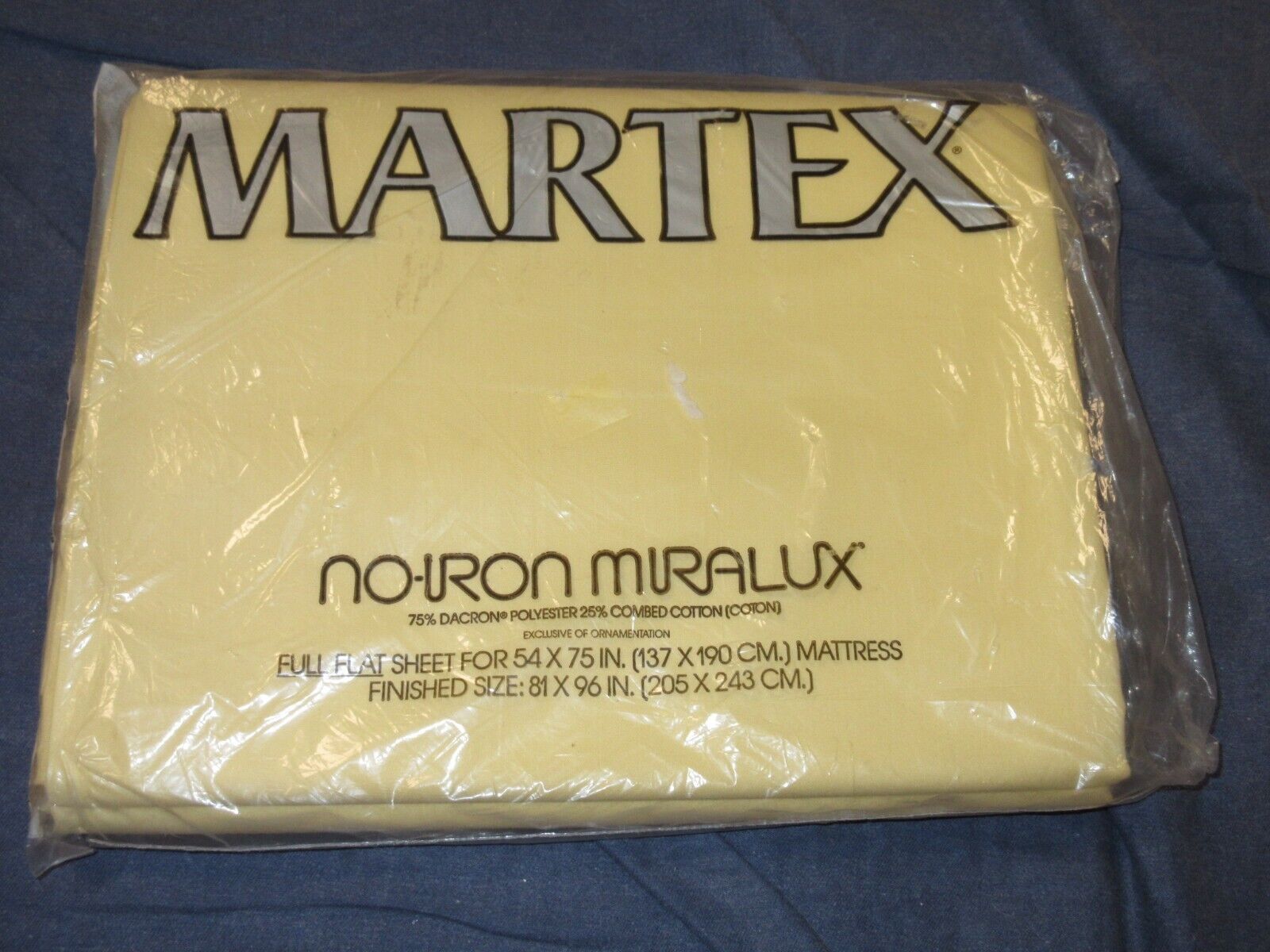 NEW Vintage Full Double Flat Sheet by MARTEX - Solid Yellow - No-Iron Miralux