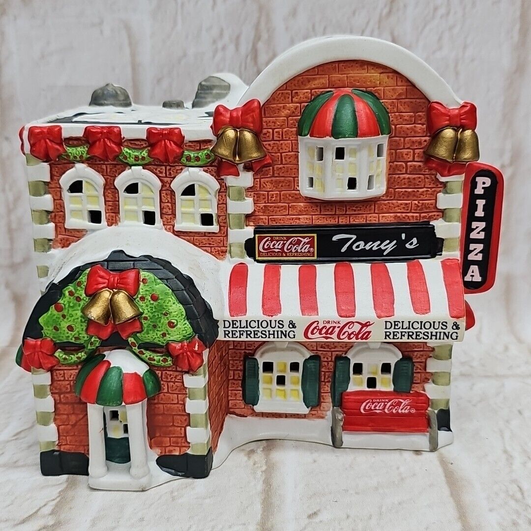 1997 COCA COLA TOWN SQUARE VILLAGE TONY'S PIZZA LIGHTED BUILDING No Light Cable