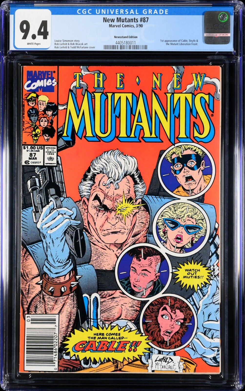 New Mutants #87 CGC 9.4 Marvel Comics 1st Cable Newsstand Liefeld Todd McFarlane