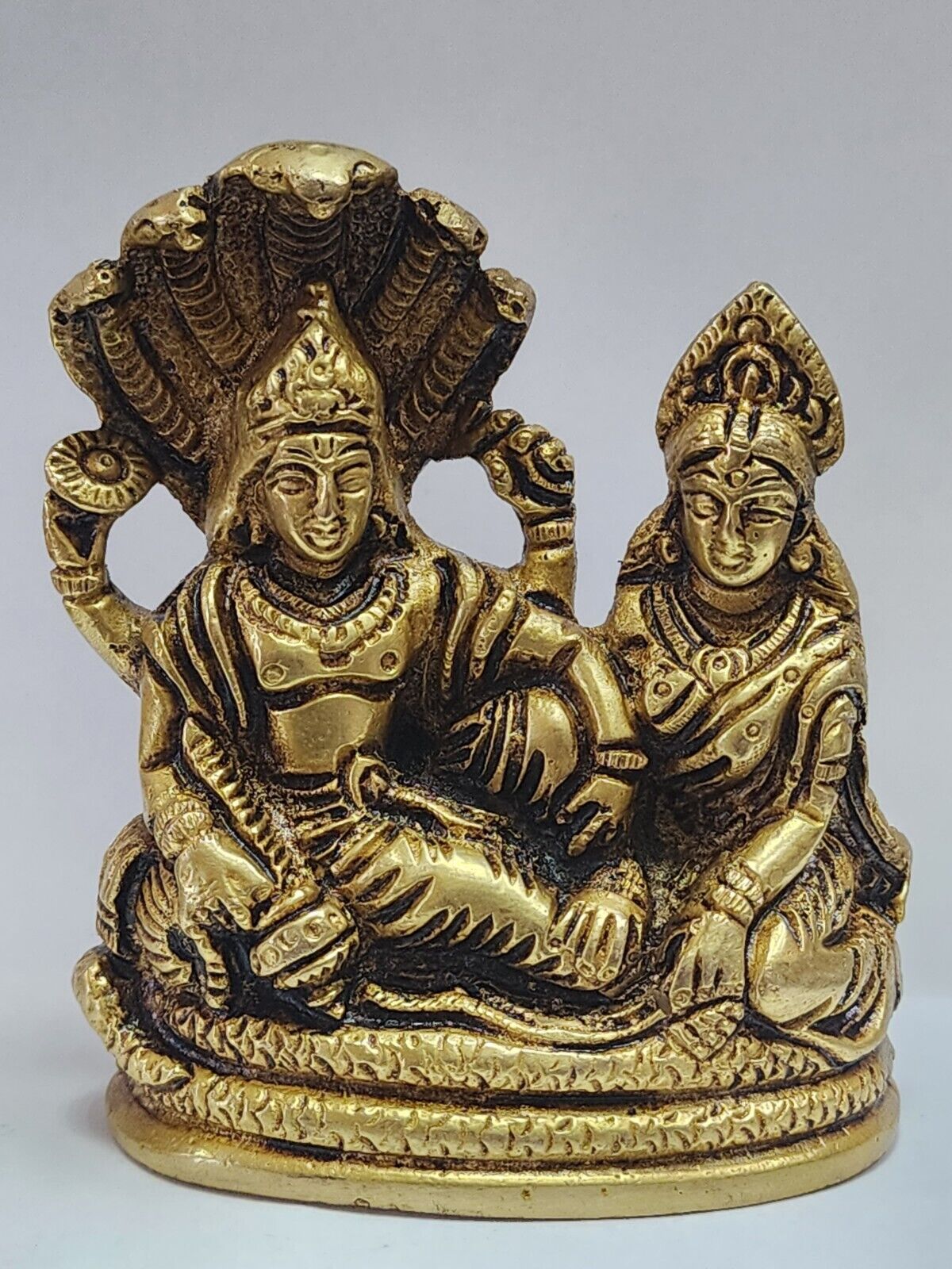 Brass 4.5 inche Lord Laxmi vishnu/Narayan  Statue Hindu God Usa Seller Fast Ship