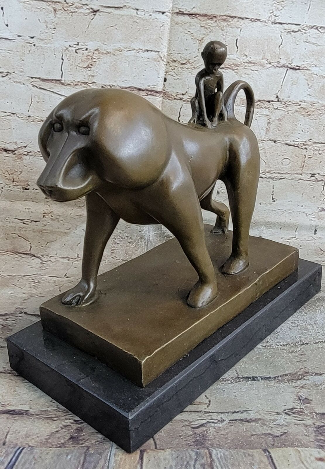 Bronze Mother Monkey With Her Young - Animal Sculpture - signed Artwork Figure