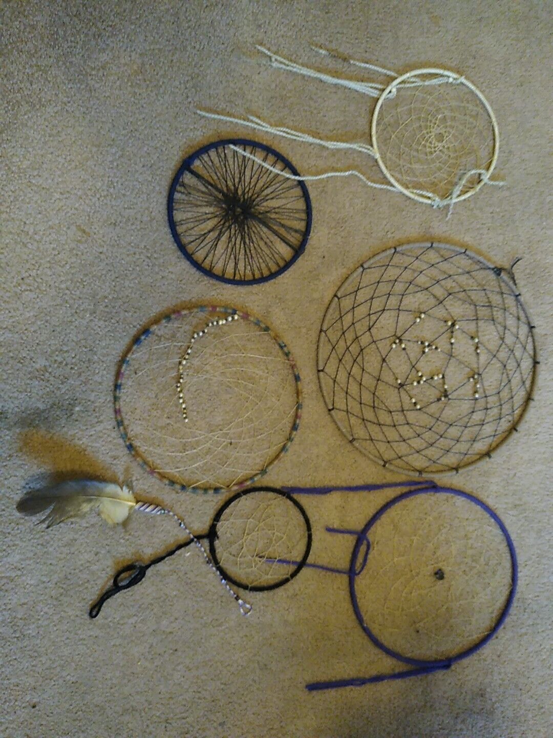 Vintage Lot Of 6  Native American Handmade Dream Catchers