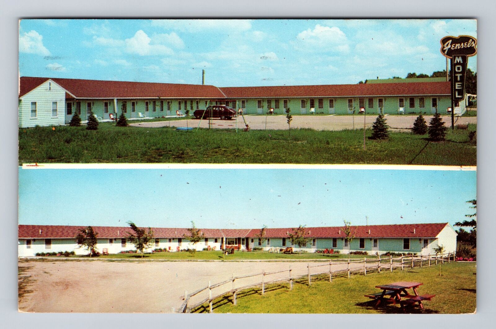 Yankton SD-South Dakota, Fensel's Motels, Advertising, Vintage c1956 Postcard