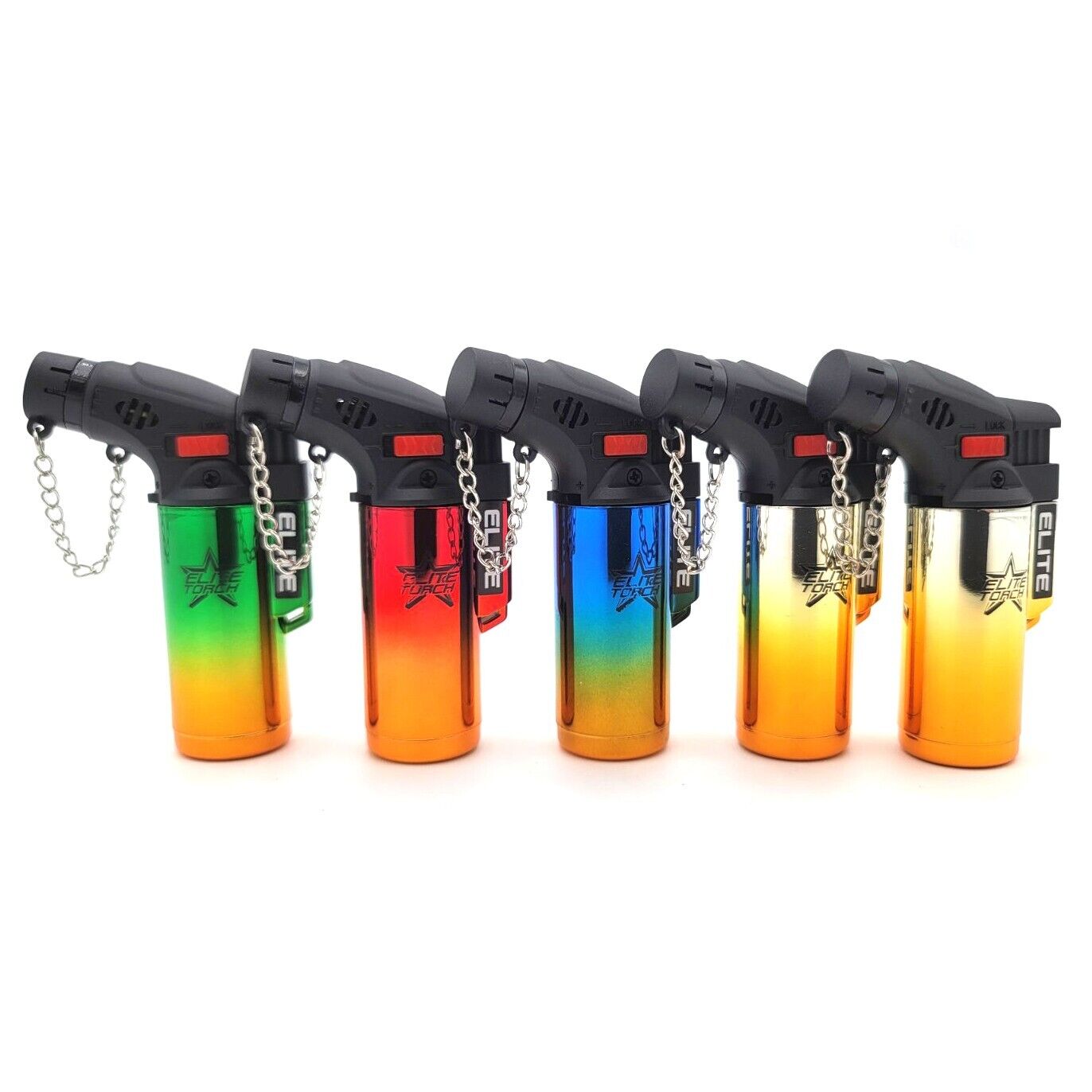 Elite Brands USA Mini Mirror Butane Gas Refillable Torch Lighters Pack of 10