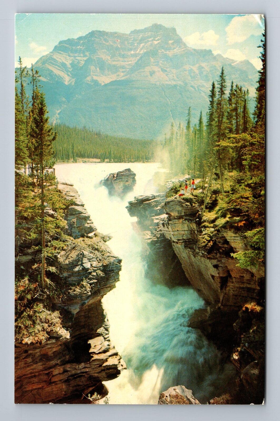 Jasper-Alberta, Athabasca Falls, Jasper Natl Park, Vintage Postcard