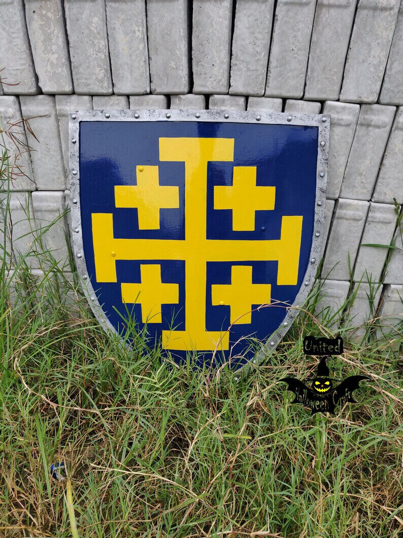 Yellow and Blue Jerusalem Authentic Templar Shield - Home Decor Templar Shield