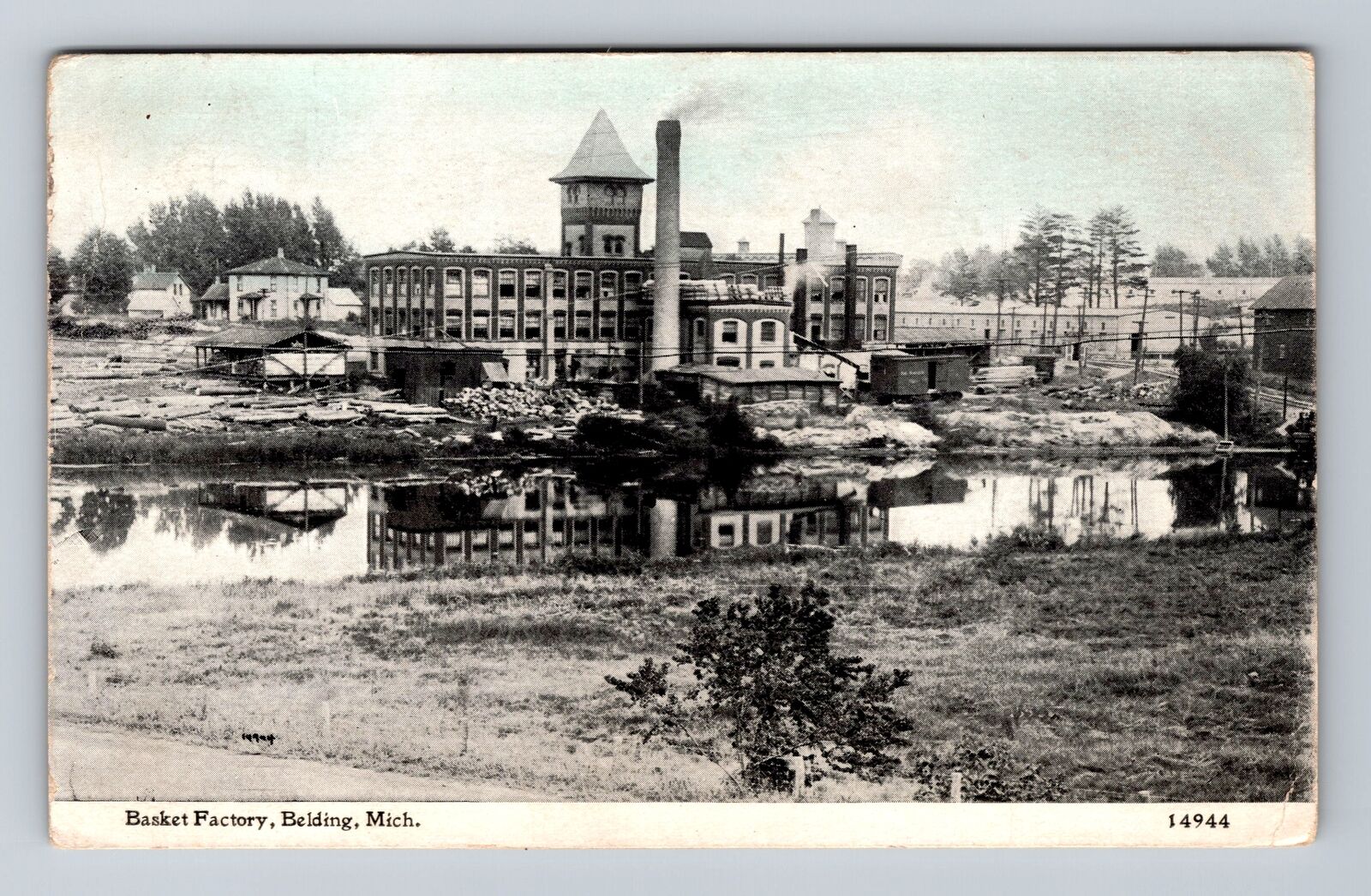 Belding MI-Michigan, Basket Factory, Antique, Souvenir, Vintage Postcard