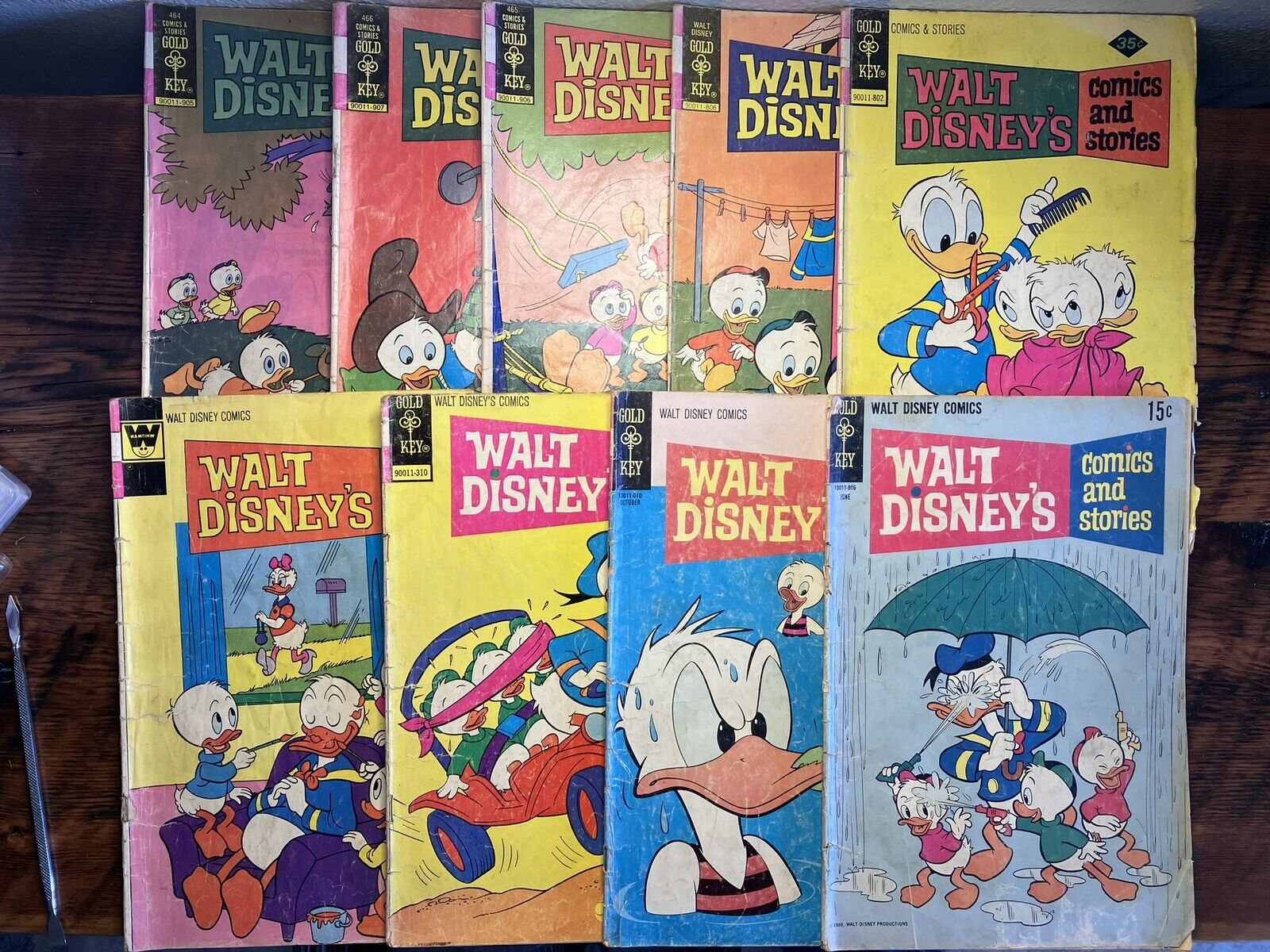 Walt Disney's Comics and Stories Lot #345-464 (9 Books) Donald Duck Gold Key