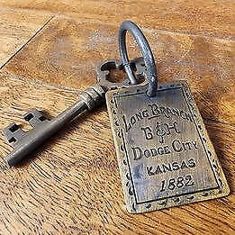 Long Branch 1882 Dodge City Solid Brass Tag & Room Key With Antique Finish (6