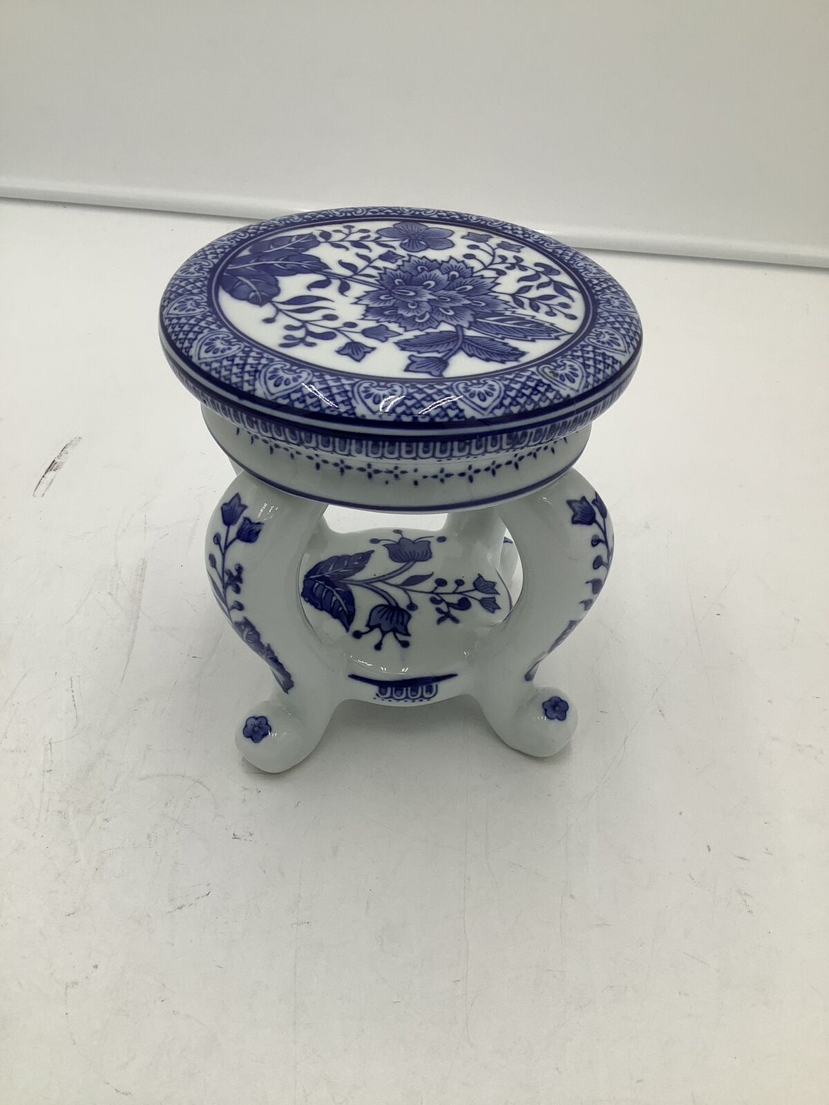 Vintage Formalities Plant Stand Baum Brothers Chinese Blue/White Porcelain 6x6