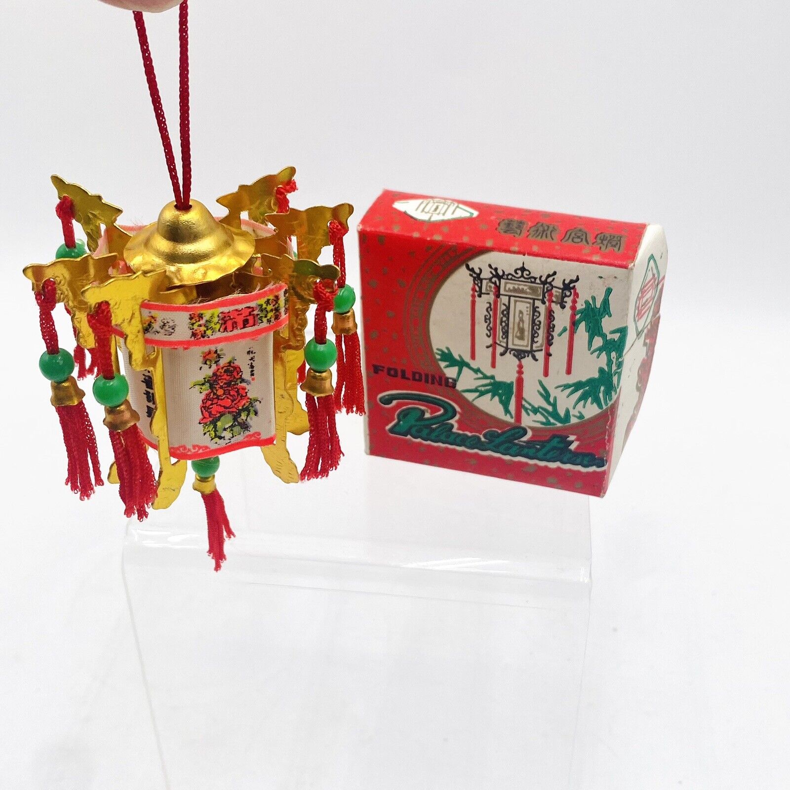 Vintage Chinese Palace Mini Lantern Hanging Christmas Ornament w Original Box
