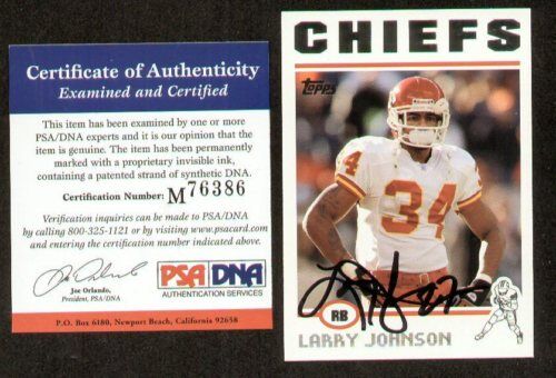 Larry Johnson signed autograph 2004 Topps Card PSA/DNA