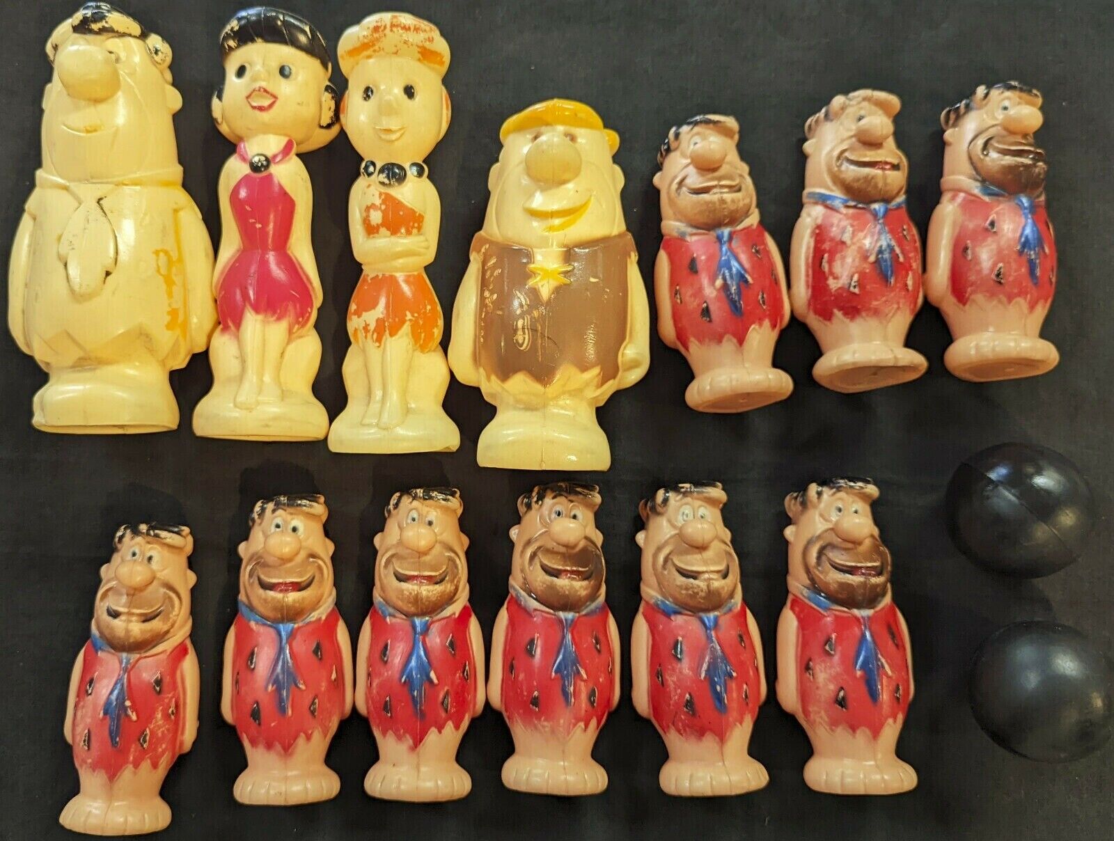 Vintage Flintstones Figures and Bowling Pin Set