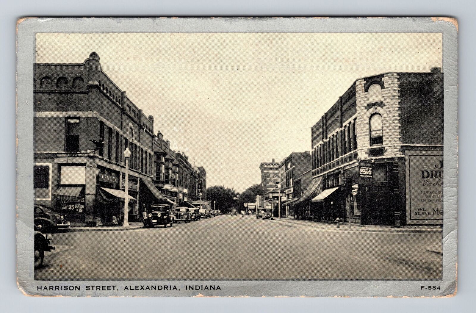 Alexandria IN-Indiana, Business District, Harrison Street, Vintage Postcard