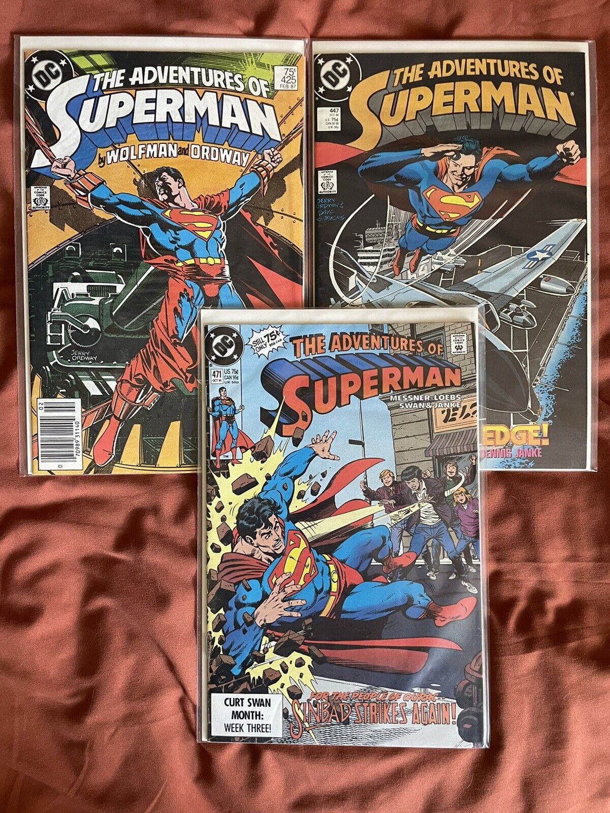 Adventures of Superman vol.1 #425, 447, 471 (1987-1990) Good Condition