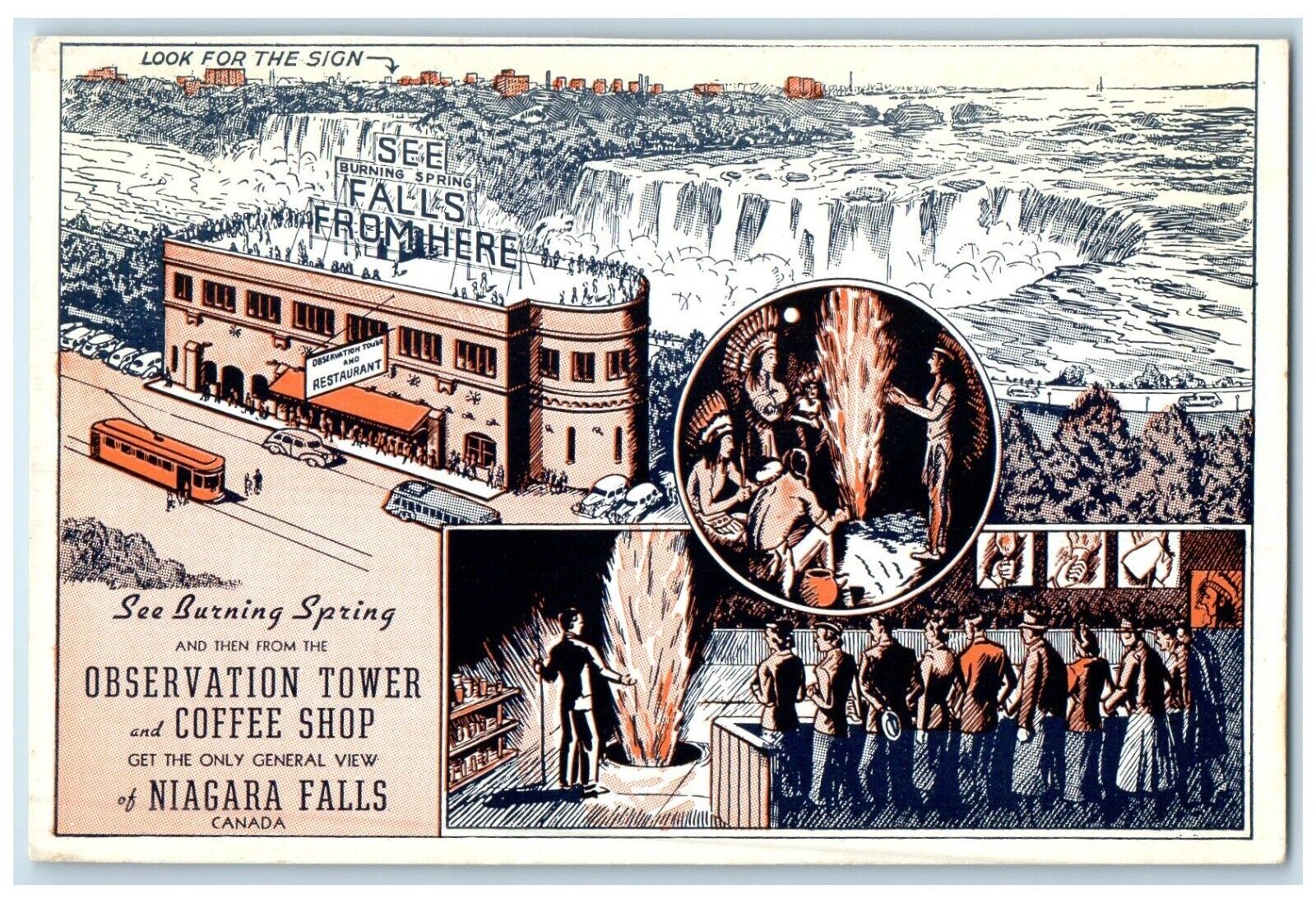 c1910's See Burning Spring Falls Niagara Falls Canada Multiview Antique Postcard