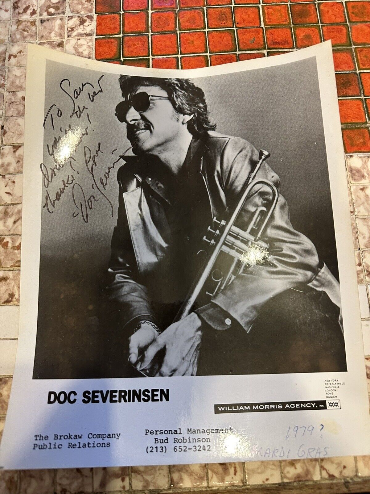RARE Autographed 1970s Photo Doc Severinsen Jazz Trumpet Tonight Show Orchestra