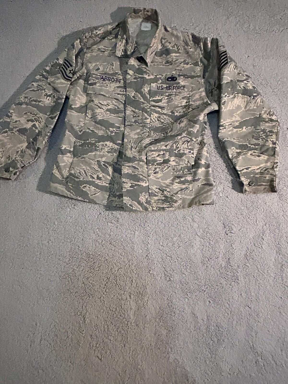 US Air Force Mens Utility Coat Camouflage Jacket Size 44 Short W Tech SGT Strip