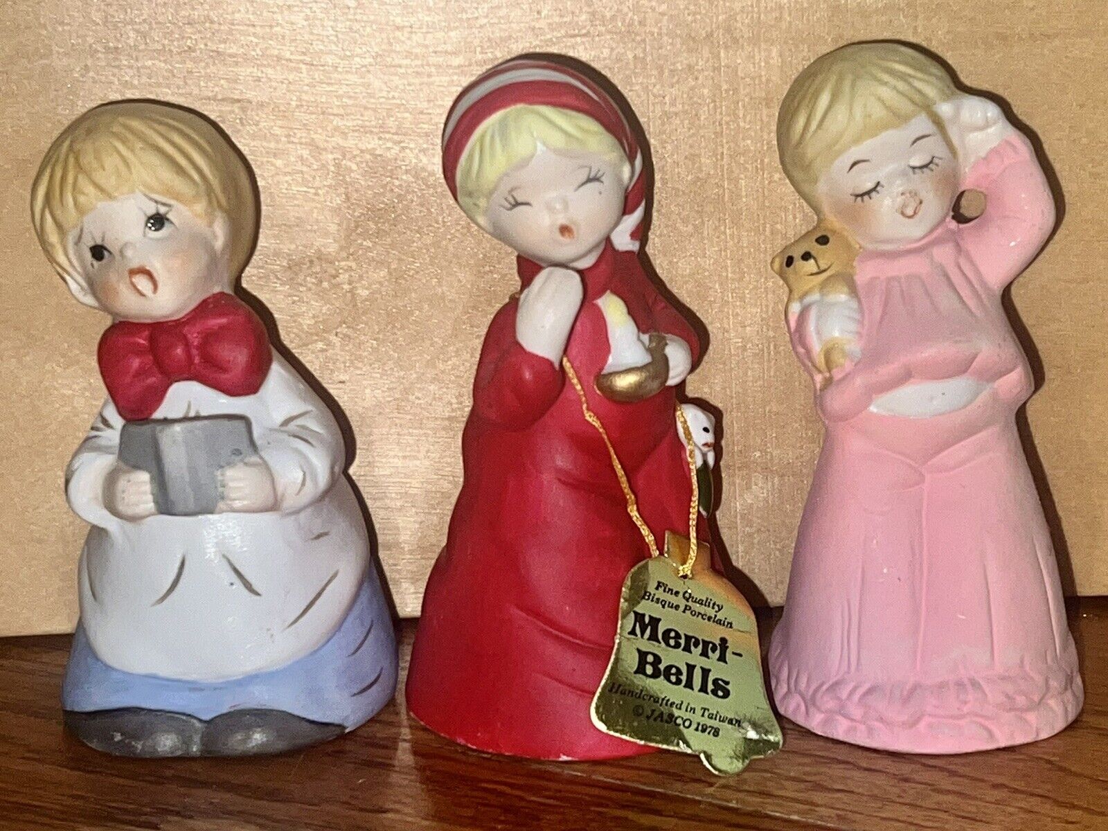 Vintage Jasco Merri-Bells set of 3 Christmas Theme Characters Bells