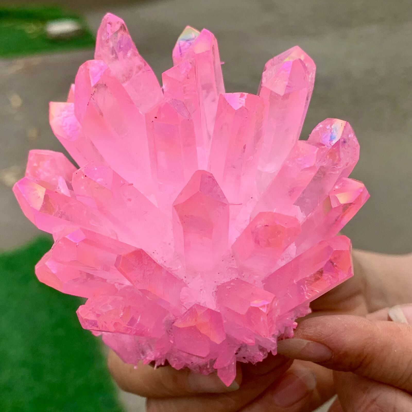 358G New Find pink PhantomQuartz Crystal Cluster MineralSpecimen