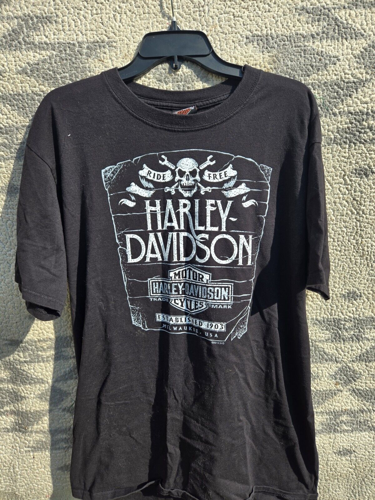 Harley Davidson Shirt Large Tall Scotland Ride Free Skull
