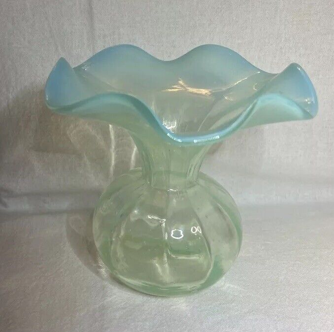 Antique Vaseline Glass Art Deco Bud Vase Uranium Glass