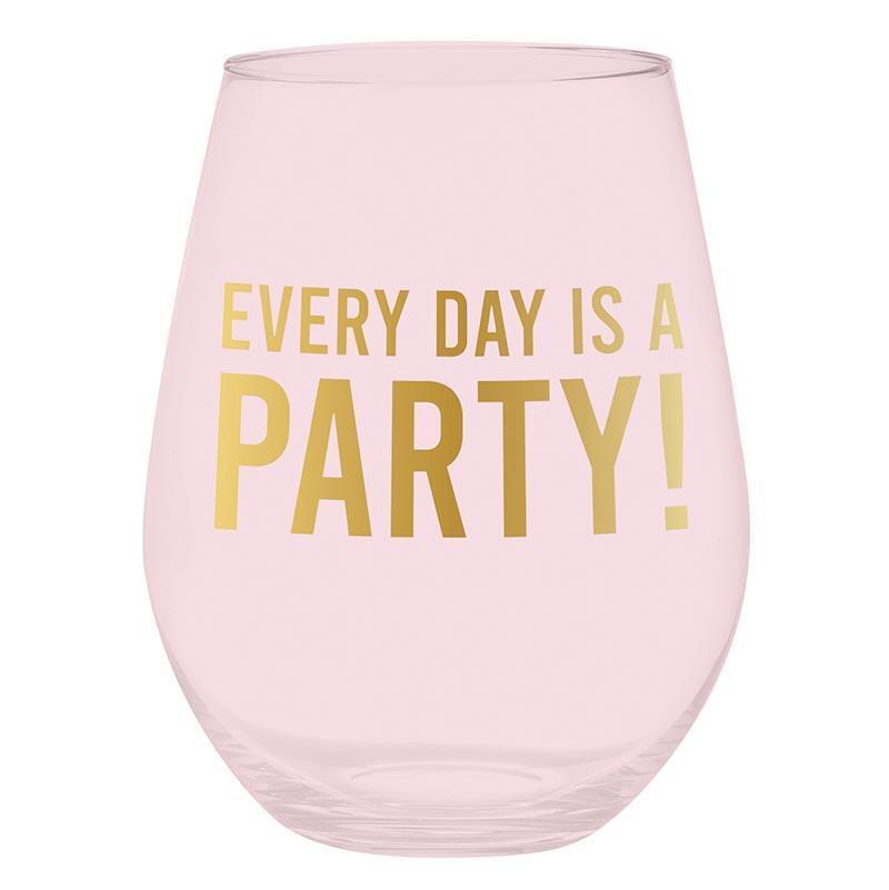 Stemless Wine Glass Everyday is a Party Size 4in x 5.7in h 30oz Pack of 6