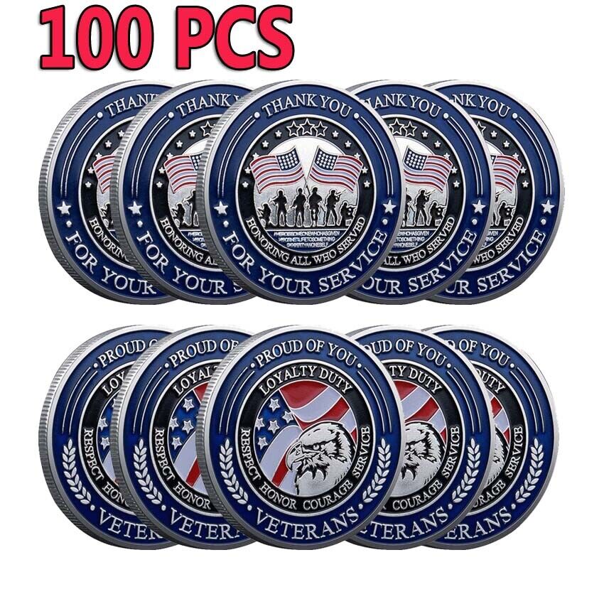 100PCS Military Thank You for Your Service Collection Veterans Challenge Coin
