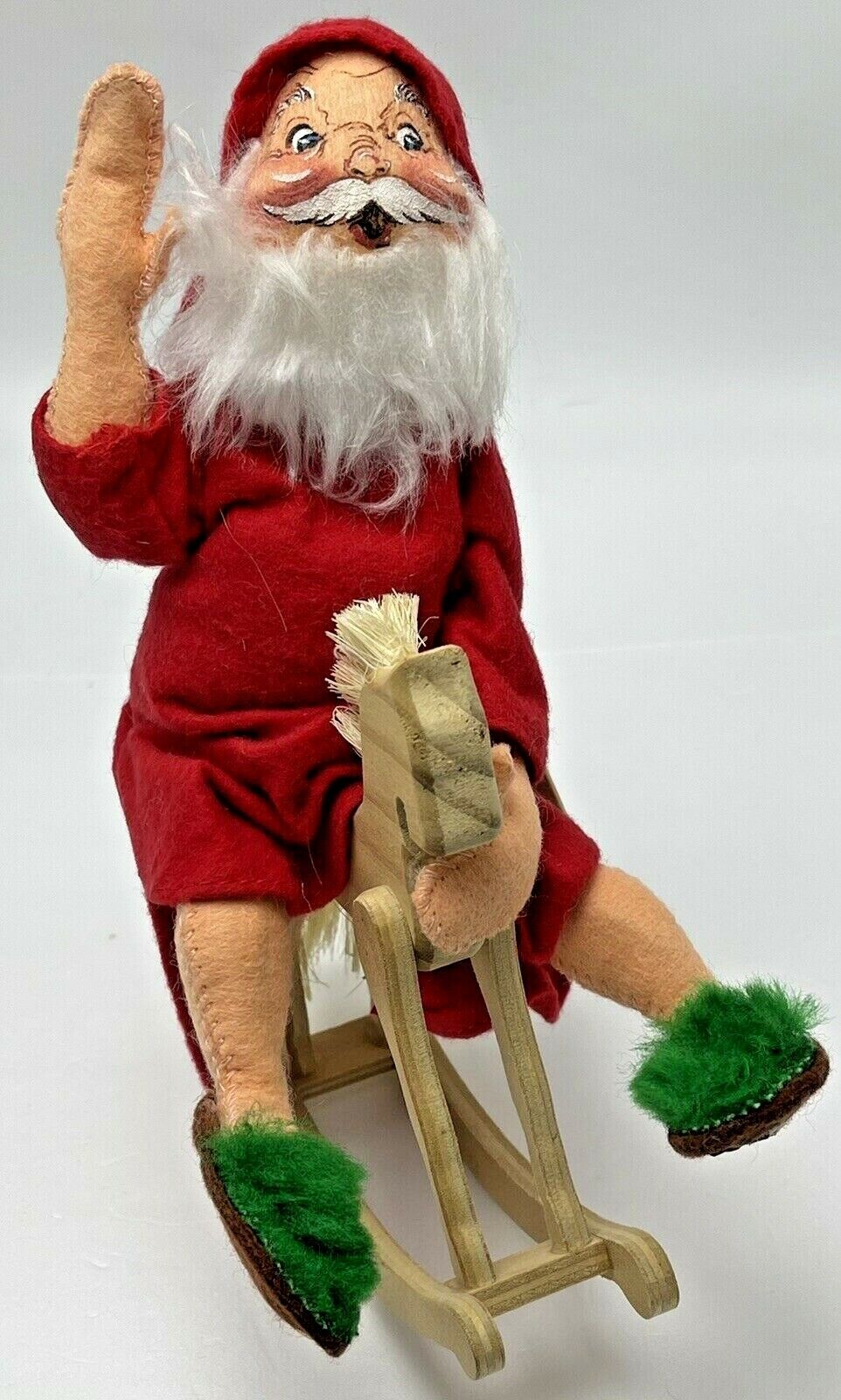Vintage Annalee Dolls Santa Claus on Rocking Horse Christmas Ride \'Em 1991