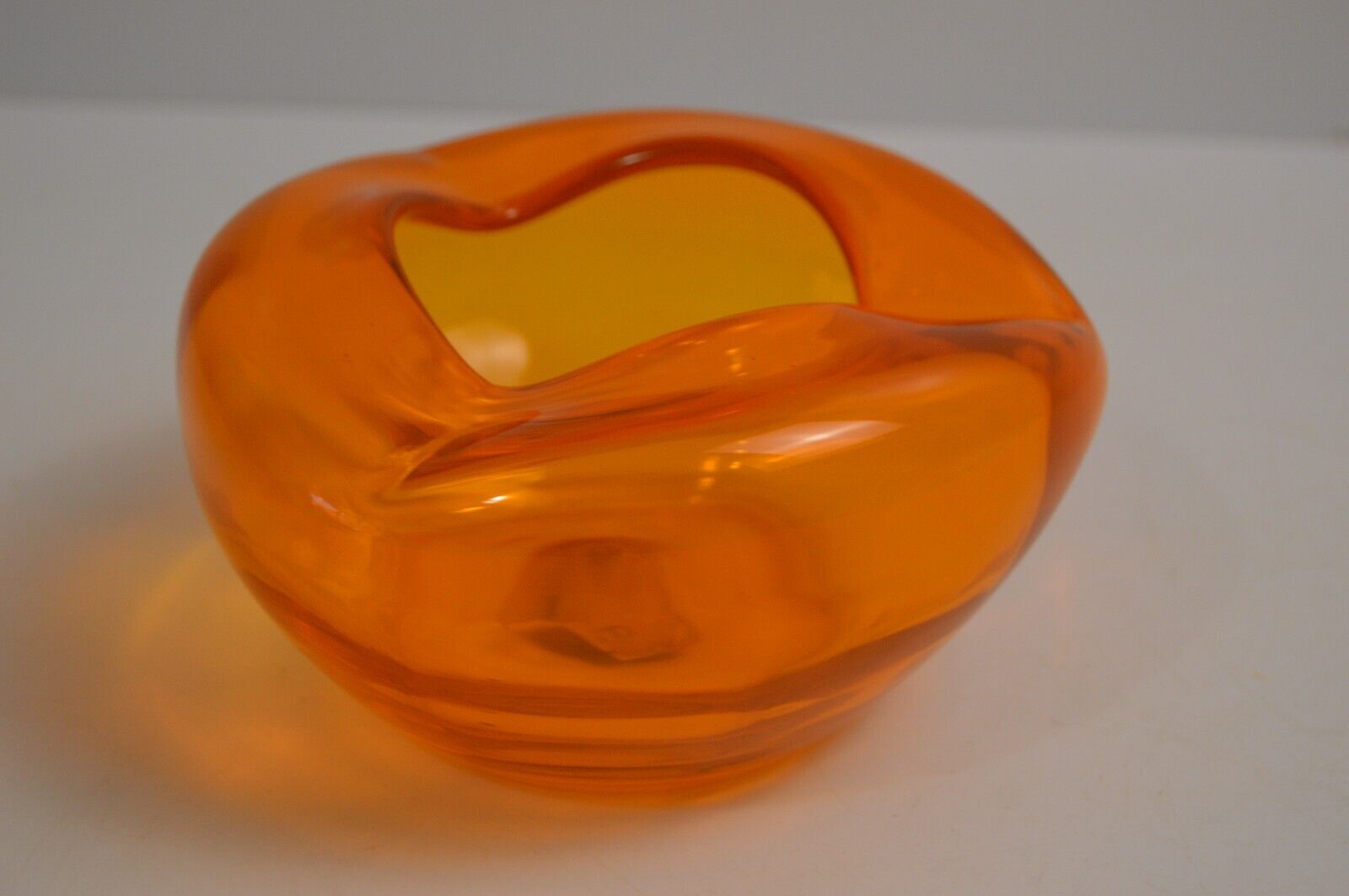 Vintage Kreiss Tangerine Orange MCM Glass Ashtray Collectible Art Decor