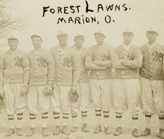 Rare 1912 Forest Lawns Baseball Team RPPC Postcard Marion Ohio Sports OH