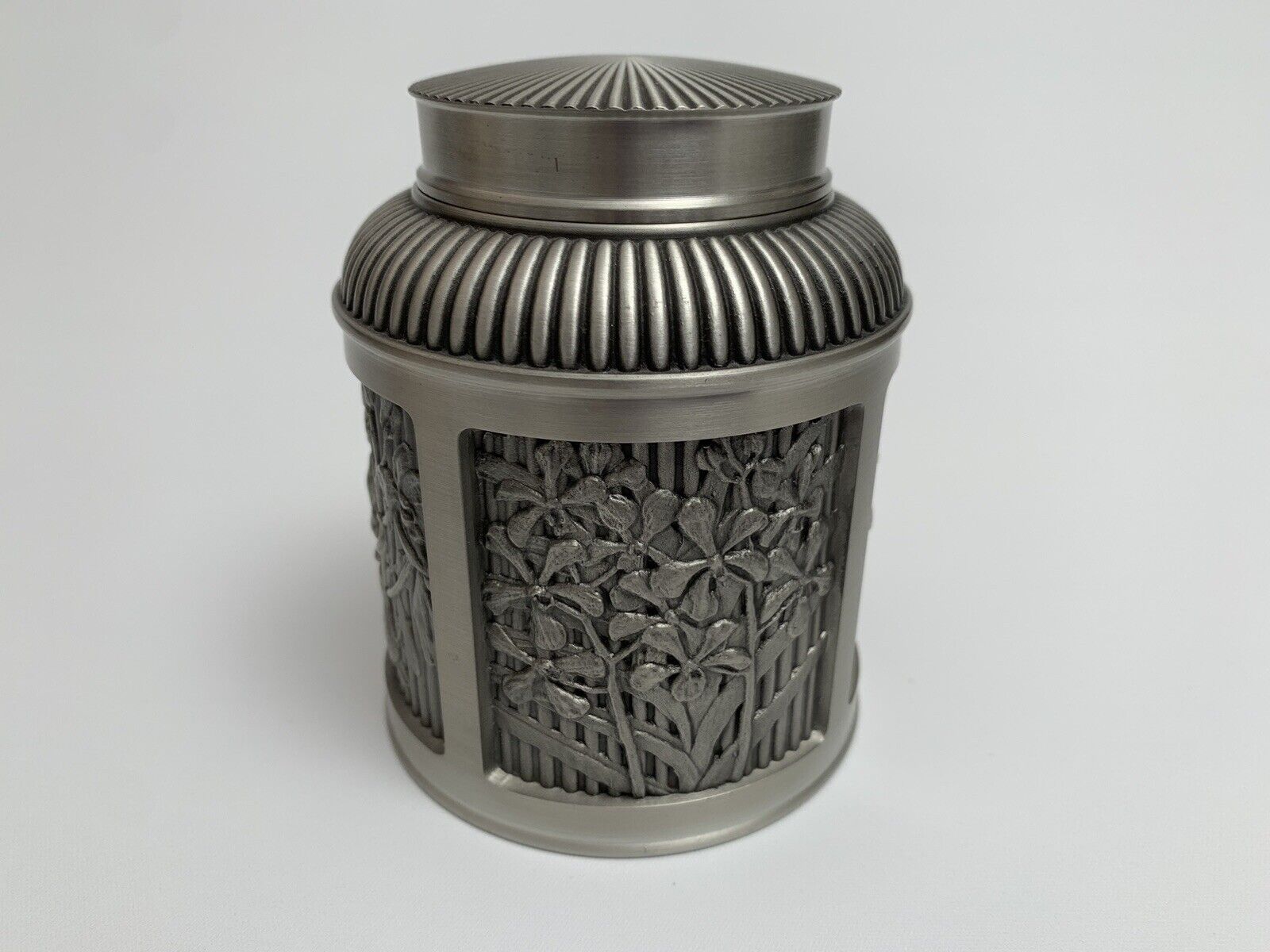 Vintage Royal Selangor Pewter Tea Caddy Orchid Collection   NEW 
