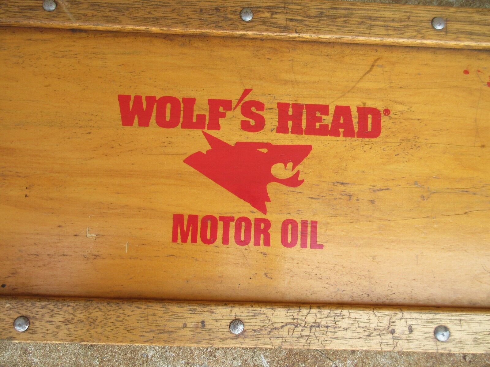 Rare Vintage Wolfs Motor Oil Over Mechanics Creeper Gas Station Sign 