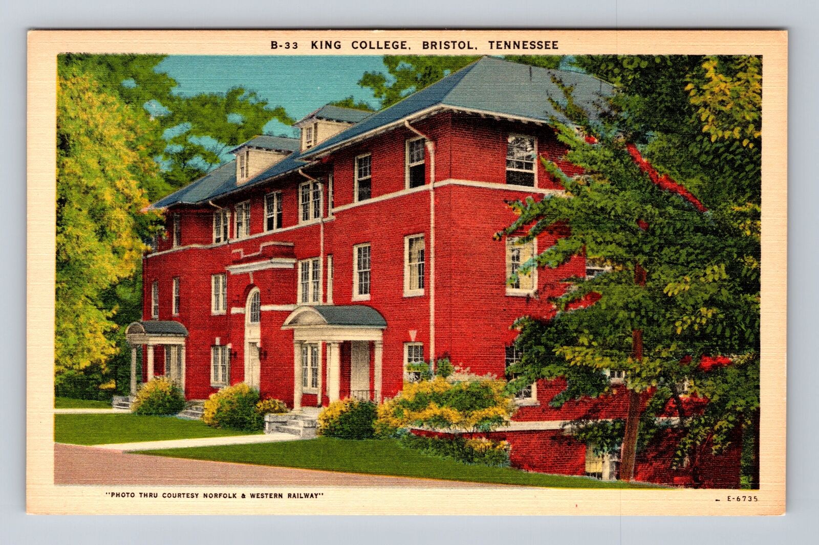 Bristol TN-Tennessee, King College Campus, Antique Souvenir Vintage Postcard