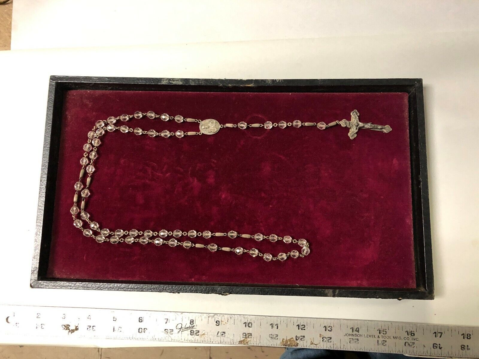 BEAUTIFUL Antique  Faceted Crystal and Sterling Silver Rosary   InvsT DrSk