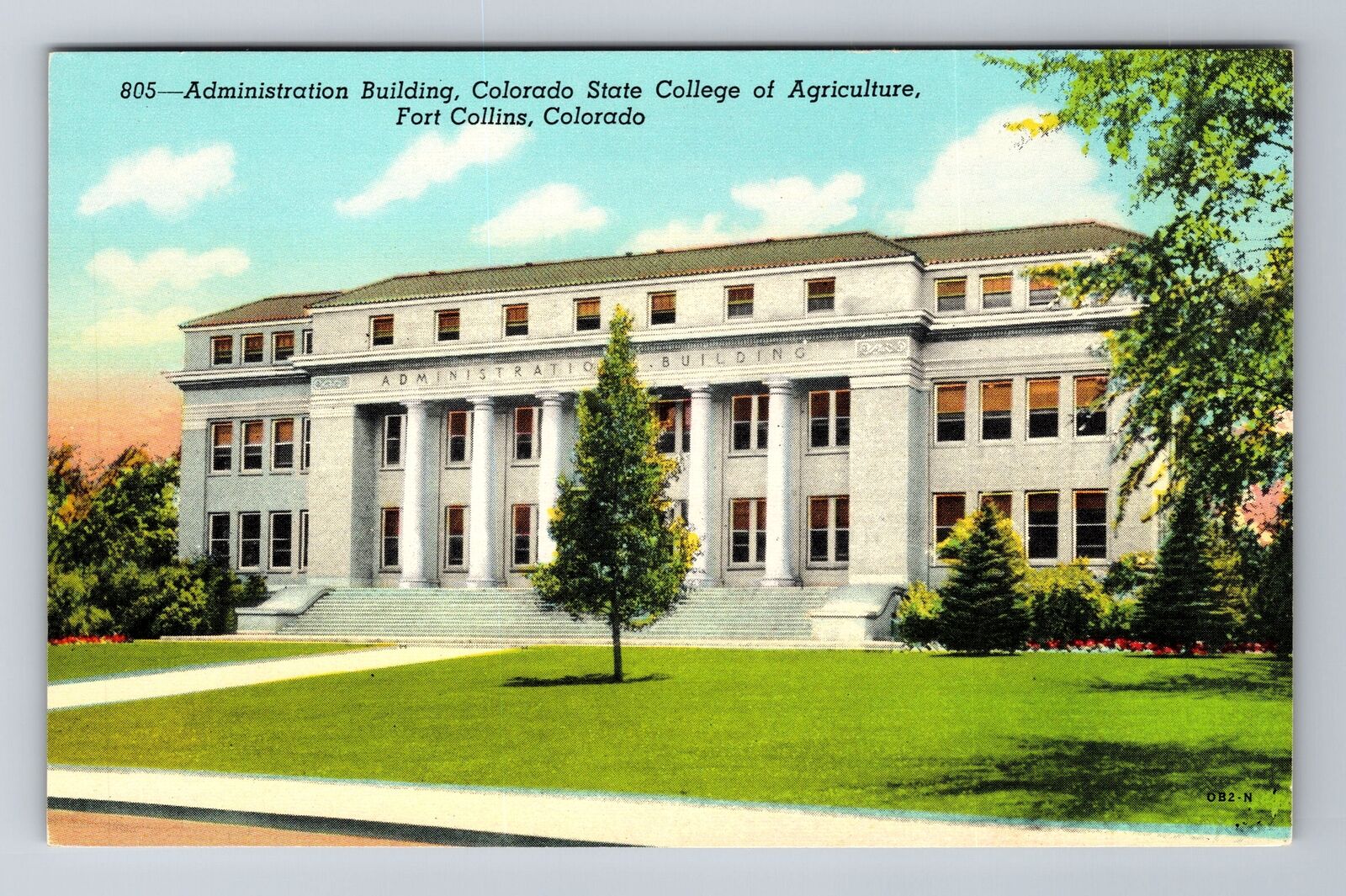 Fort Collins CO-Colorado, Administration Building, Antique, Vintage Postcard