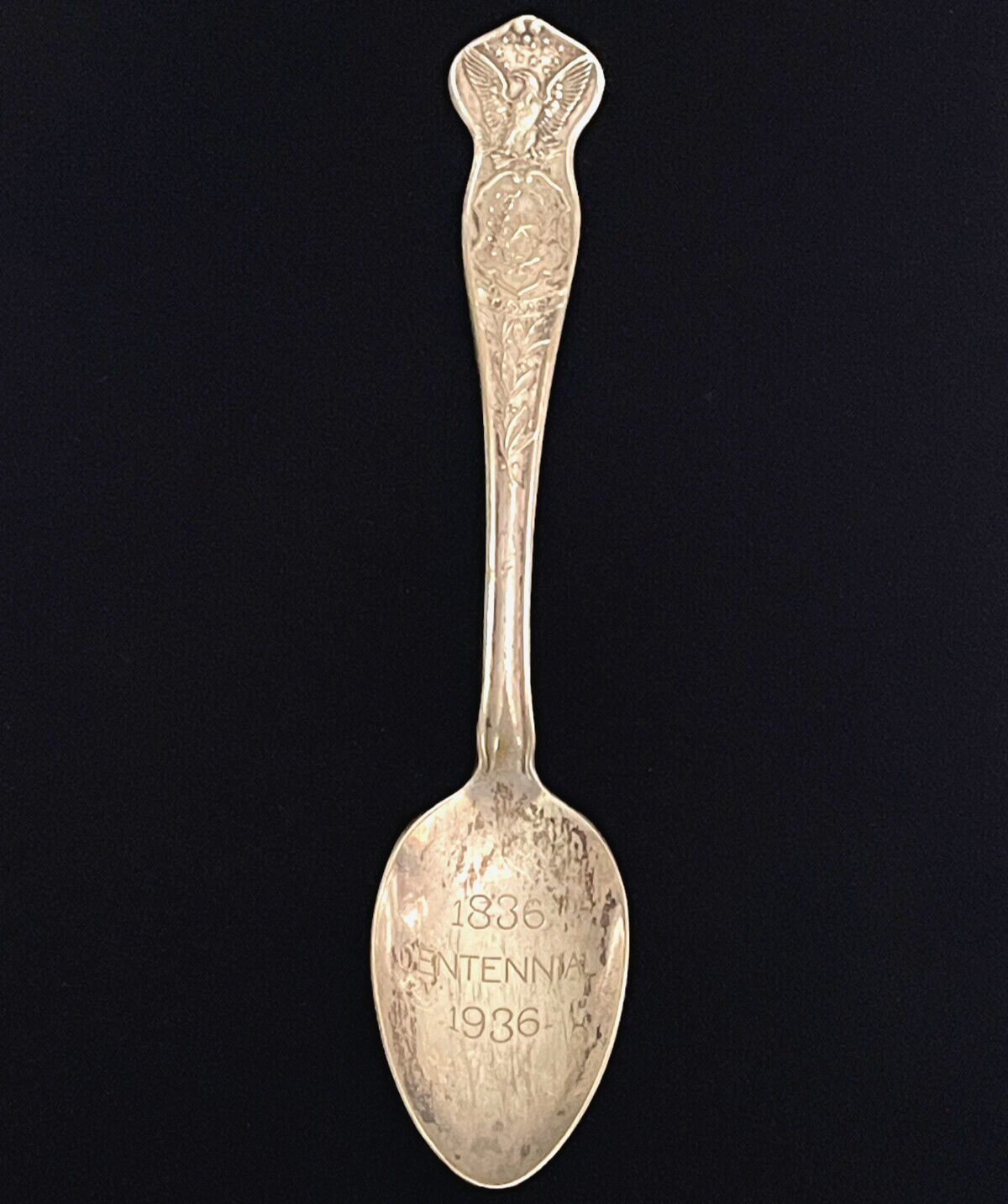 Interstate SILVER Co. 1836-1936 TEXAS CENTENNIAL Souvenir Spoon  JCS