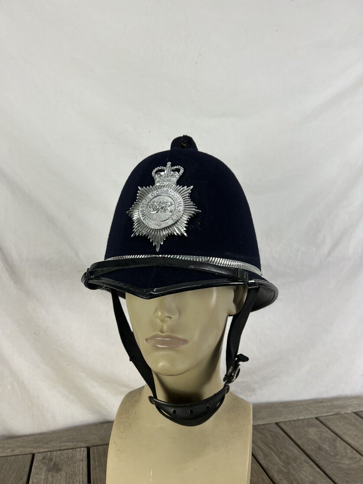 Vintage British Bobby Helmet Surrey Constabulary Hat 58cm
