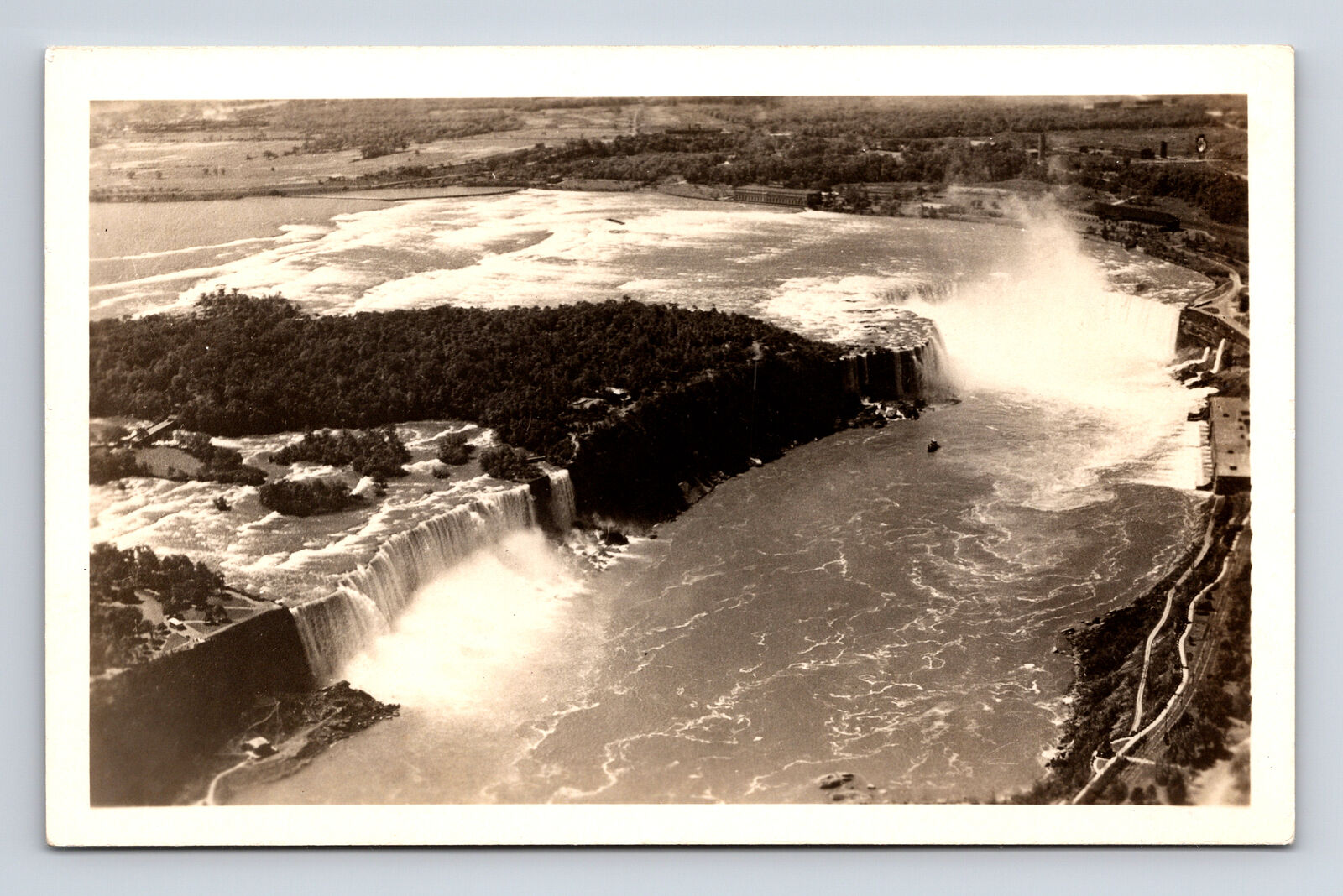 RPPC Aerial View of Niagara Falls New York NY Real Photo Postcard