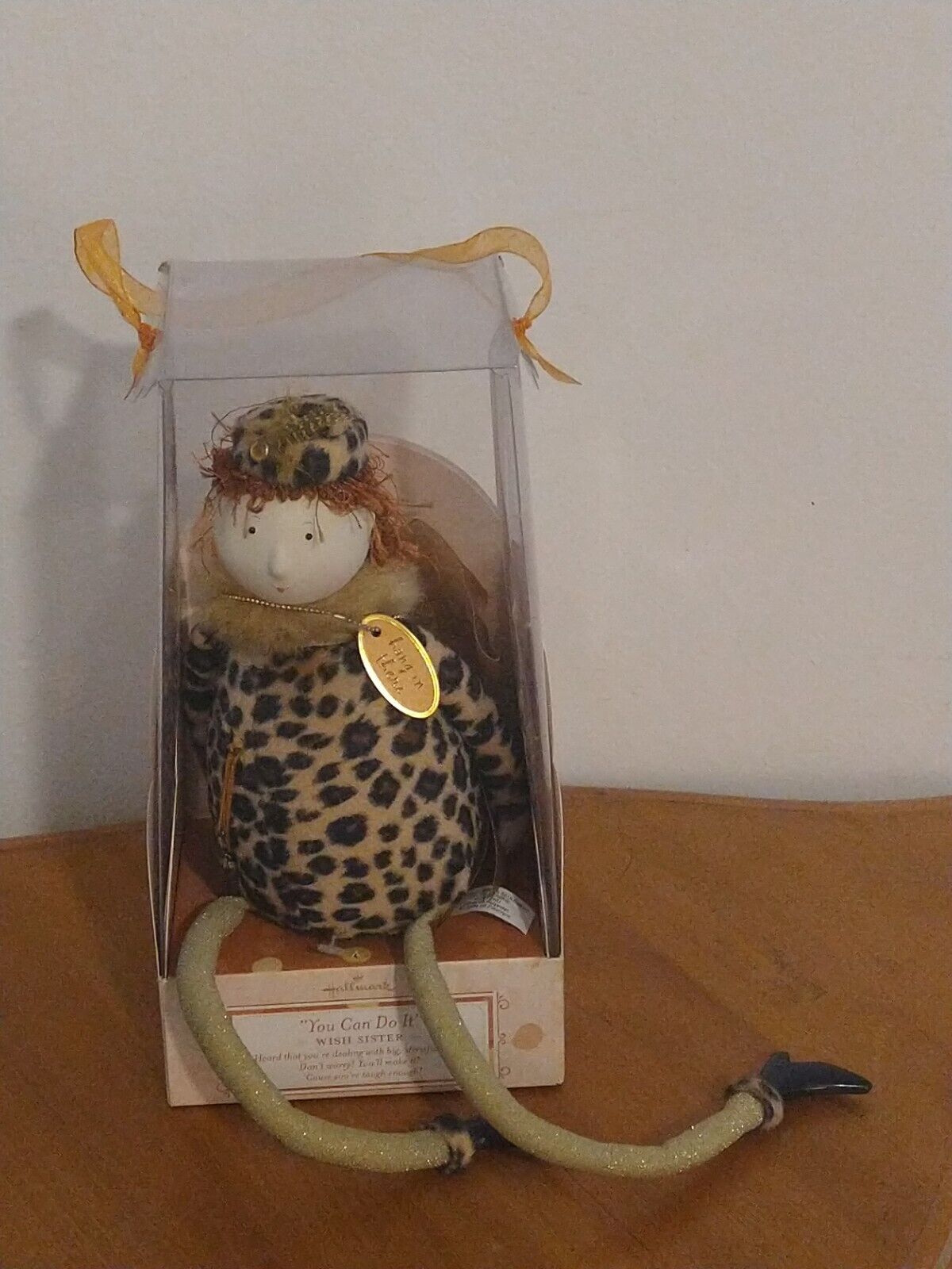 Vintage Hallmark Wish Sister You Can Do It Friendship Shelf Sitter Doll Leopard
