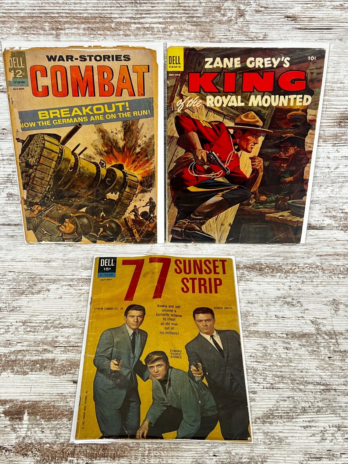 Lot of 3 Dell Comics War-Stories King of the Royal Mounted 77 Sunset Strip