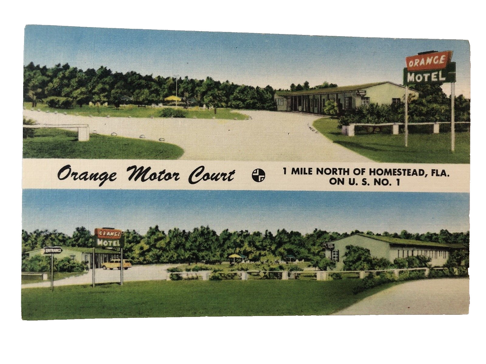 Orange Motor Court & Restaurant Cottages Homestead Florida FL Postcard c 1950s