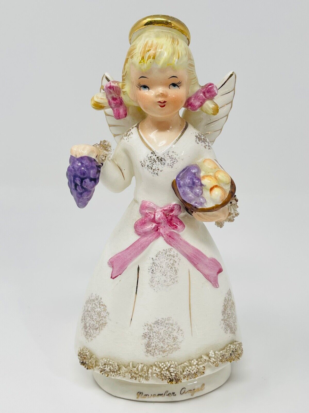 Vintage November Birthday Angel W/ Cornucopia Figurine By High Mount Quality 7