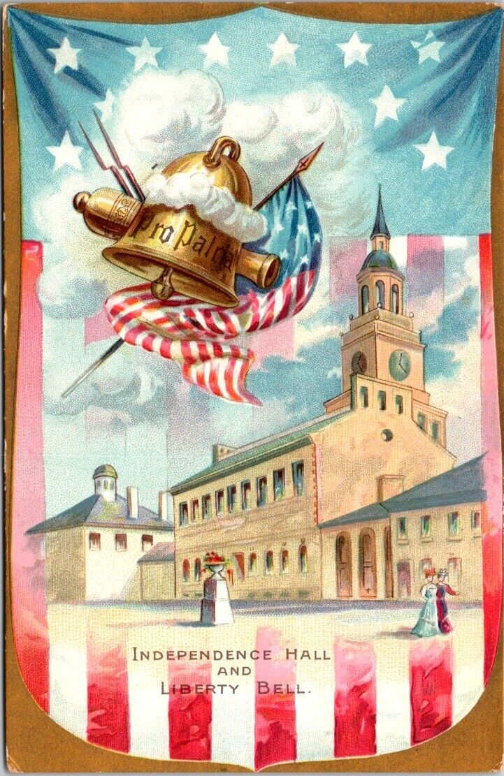 Independence Day Liberty Bell Independence Hall Embossed Tuck 109 postcard IQ9