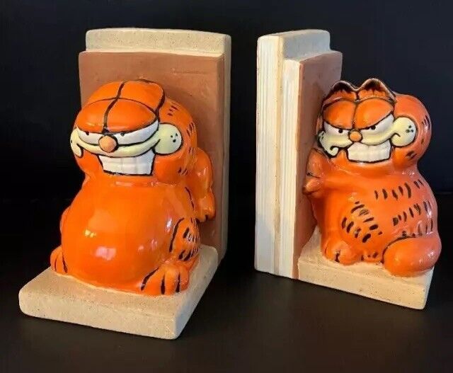 Vintage Garfield The Cat Bookends Extremely Rare Jim Davis-GREAT CONDITION