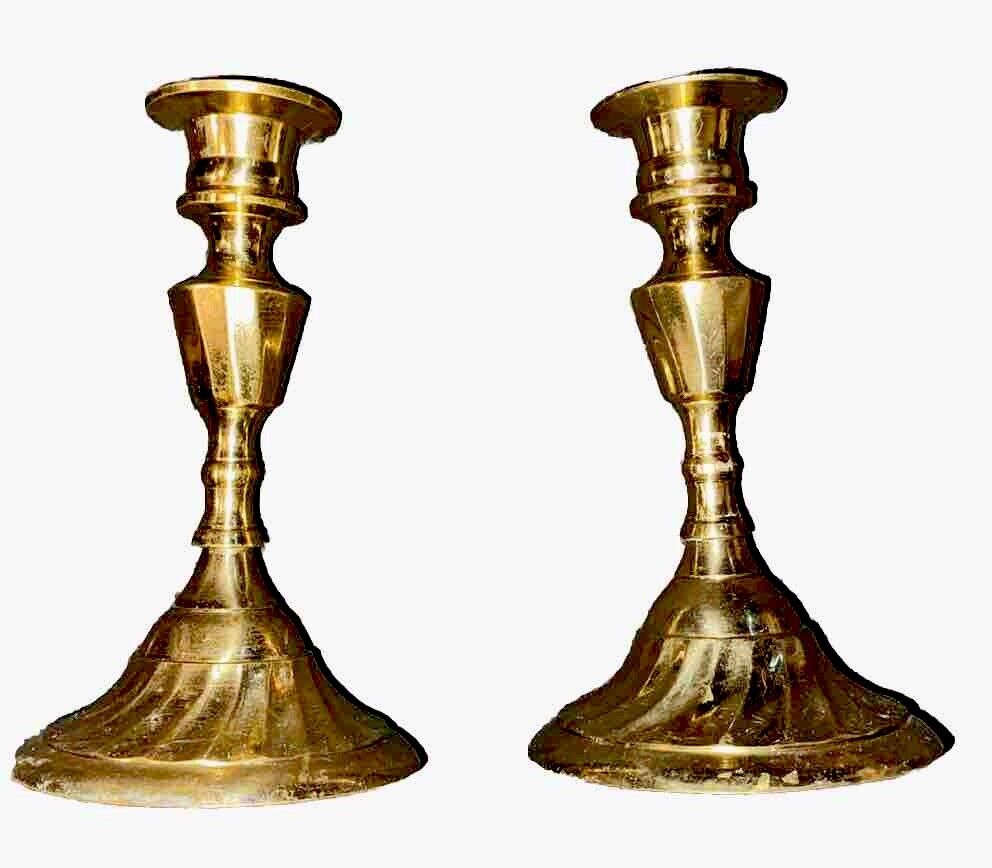 Pair Of Brass Twisted Candle Stick Holders 5” Housewares Vintage Decor