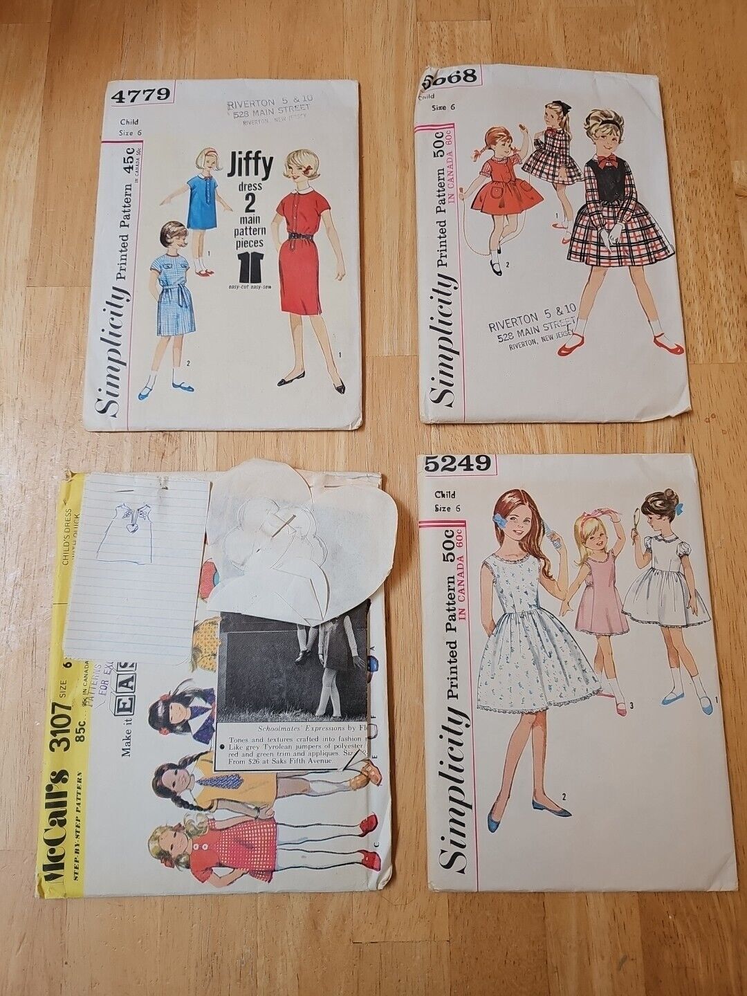 Girls Dress Pattern Simplicity,Mccalls 1950-1960's  Vintage Size 6. Lot Qty 4 H