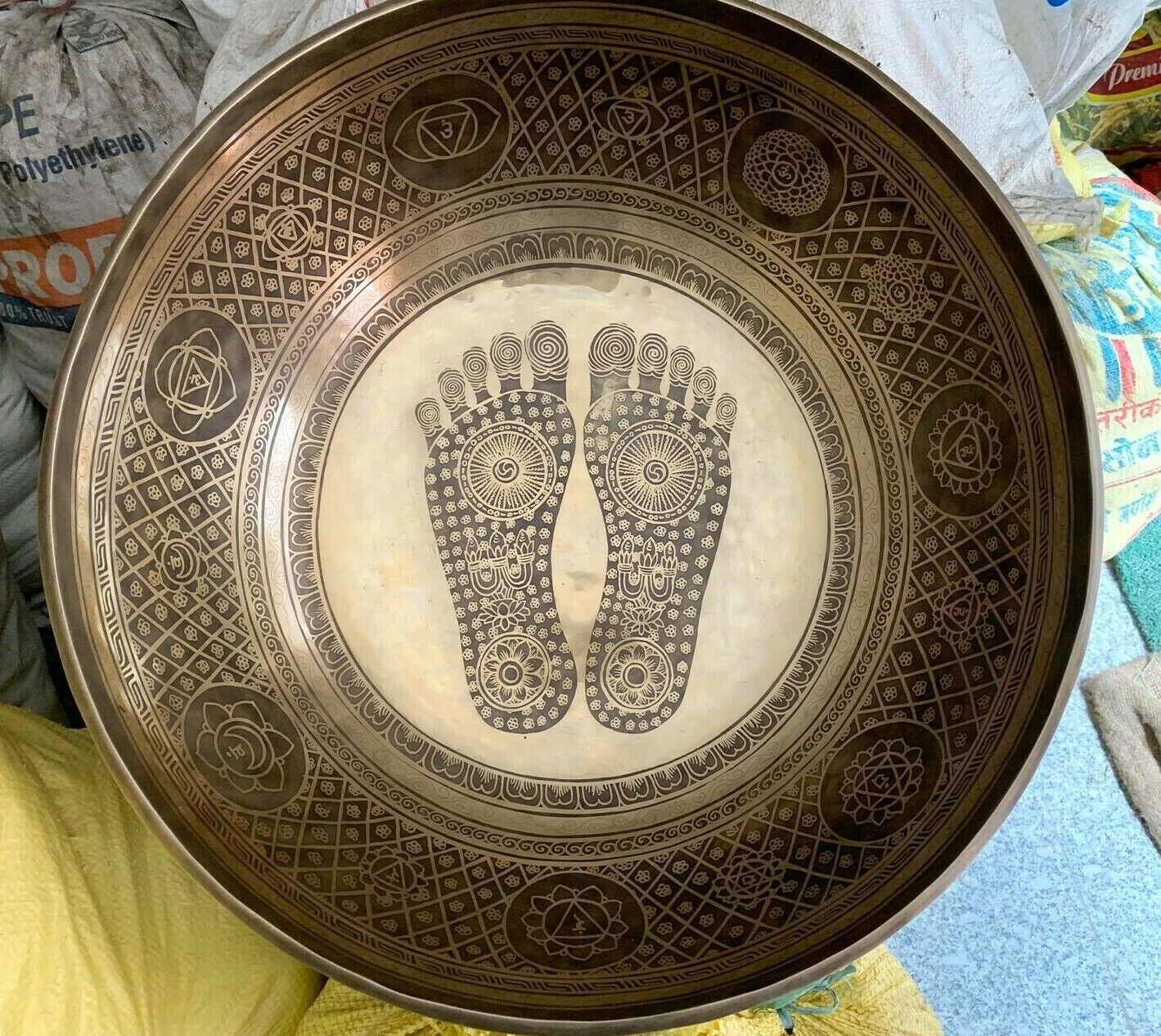 21 Inch Adult Foot carved Singing Bowl -Sound Healing Meditation Chakra Bowls NP