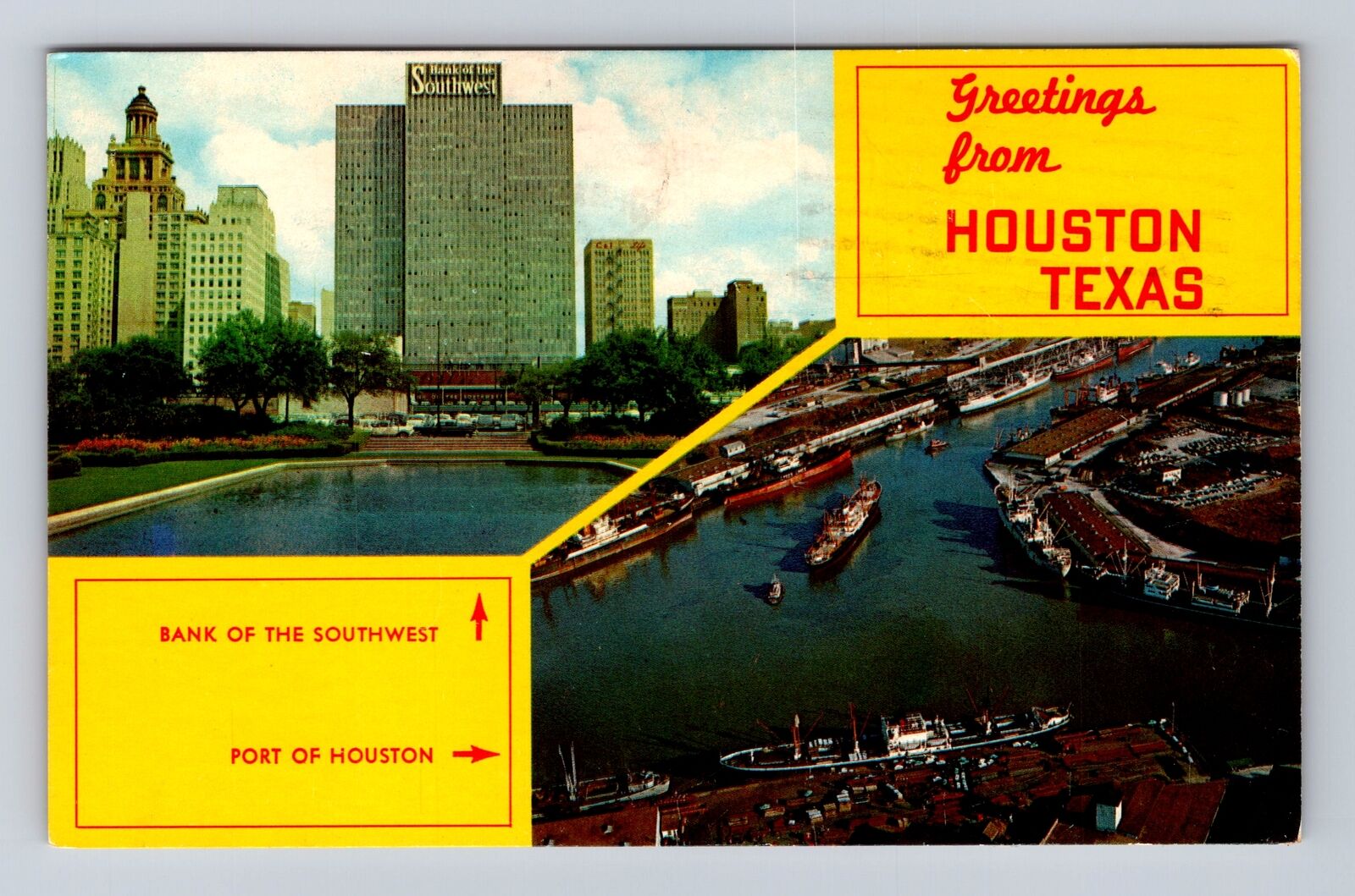 Houston TX-Texas, General Greetings, Antique, Vintage c1963 Souvenir Postcard